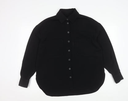 Next Women’s Black Button-Up Long Sleeve Polyester Shirt Size 10