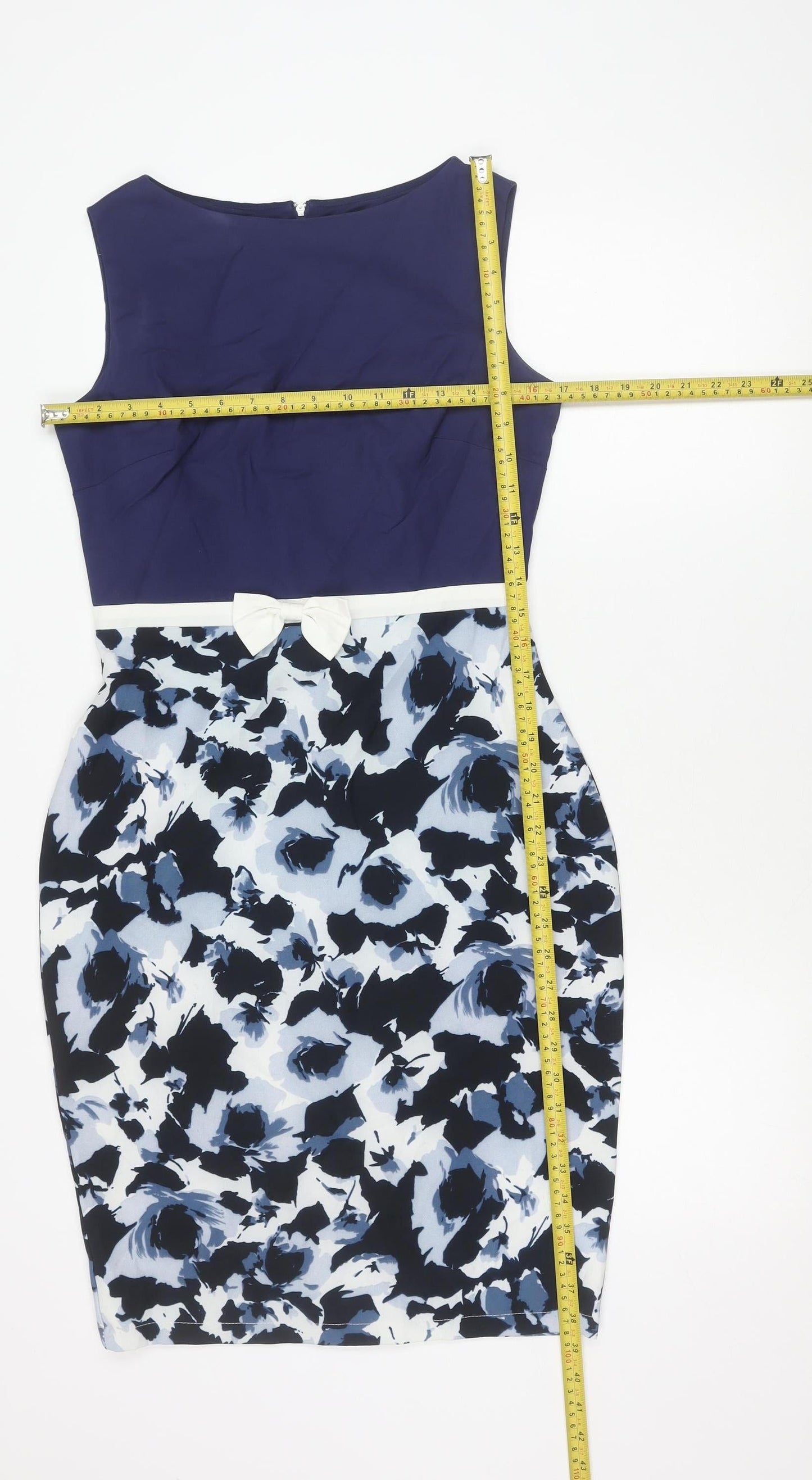 Paper Dolls Womens Blue Floral Sleeveless Tunic Blouse UK 10