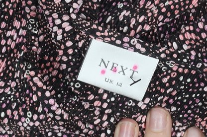 Next Womens Multicoloured Polka Dot Blouse Size 14 Boat Neck 3/4 Sleeve