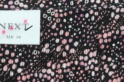 Next Womens Multicoloured Polka Dot Blouse Size 14 Boat Neck 3/4 Sleeve