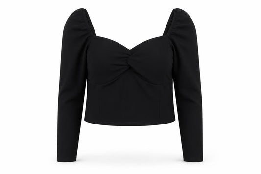 New Look Women Black Size 18 Cropped Puff Sleeve Blouse
