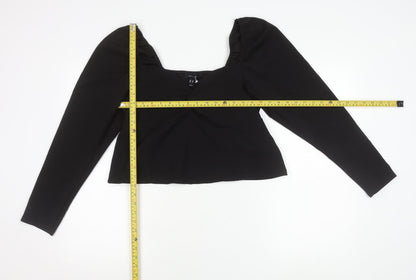New Look Women Black Size 18 Cropped Puff Sleeve Blouse