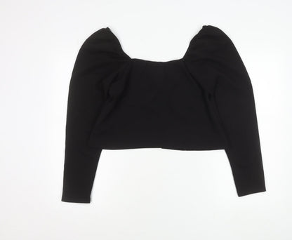 New Look Women Black Size 18 Cropped Puff Sleeve Blouse