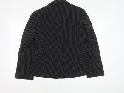 Xe Women’s Black Pinstripe Suit Jacket Size 16 Lined Business Blazer