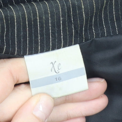Xe Women’s Black Pinstripe Suit Jacket Size 16 Lined Business Blazer