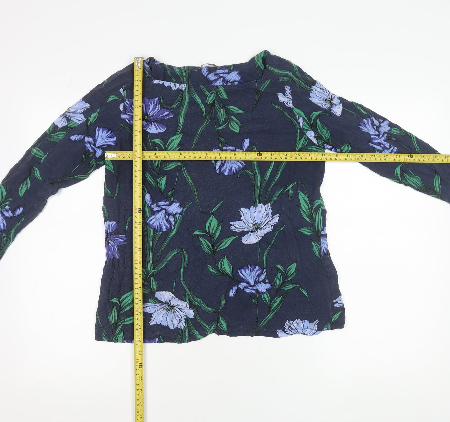 Marks and Spencer Women's Blue Floral Viscose Long Sleeve Tunic Blouse UK 14