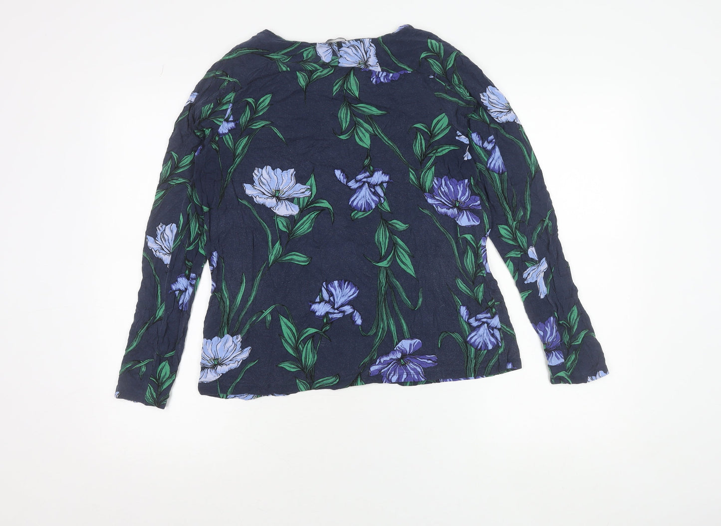Marks and Spencer Women's Blue Floral Viscose Long Sleeve Tunic Blouse UK 14