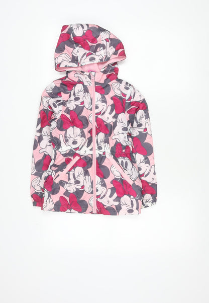 Disney Girls Pink Minnie Mouse Hooded Rain Coat Jacket Size 8 Years