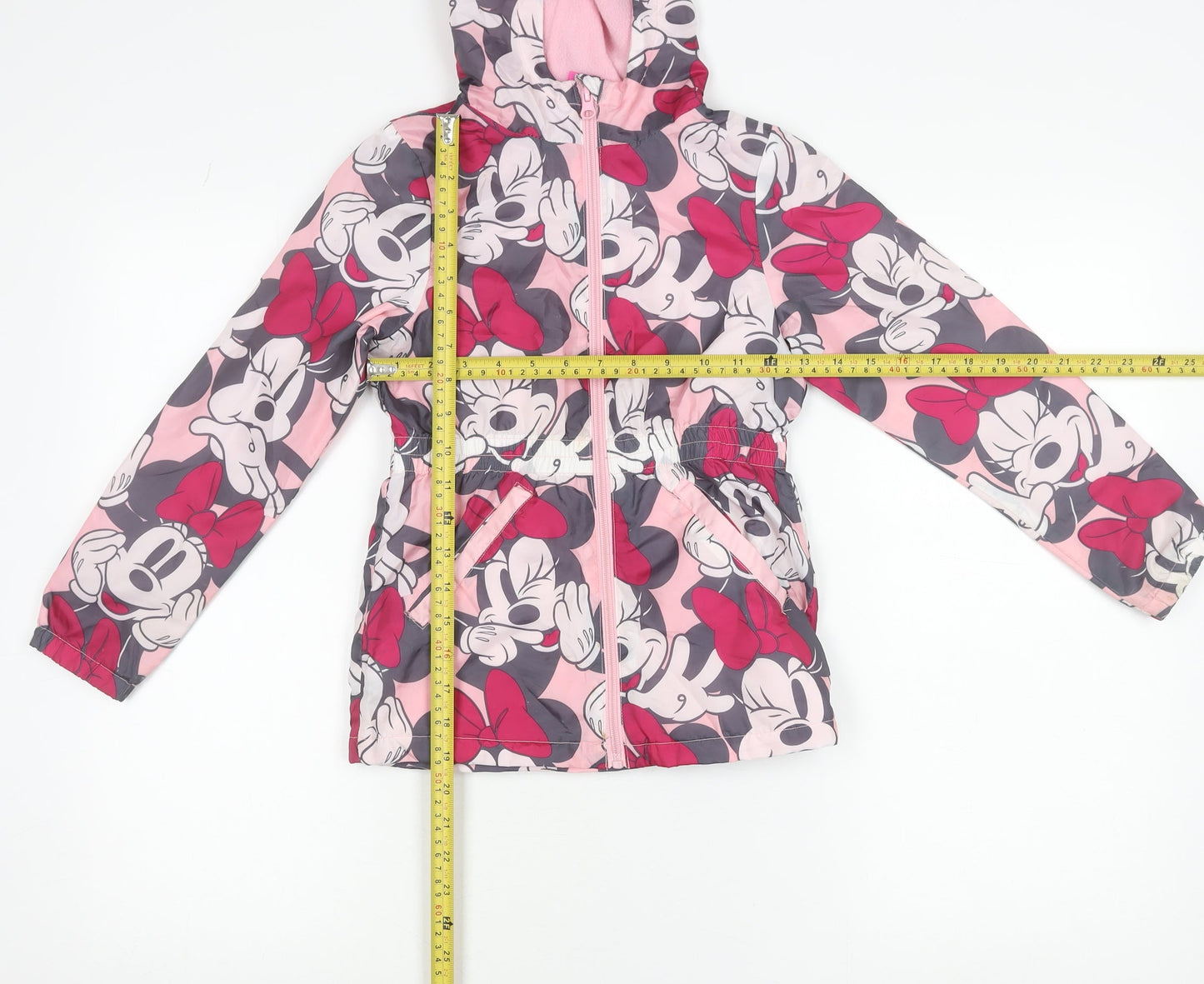 Disney Girls Pink Minnie Mouse Hooded Rain Coat Jacket Size 8 Years