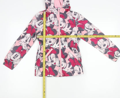 Disney Girls Pink Minnie Mouse Hooded Rain Coat Jacket Size 8 Years