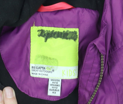 Regatta Girls Purple Parka Coat 11 Years Faux Fur Hooded Winter Jacket