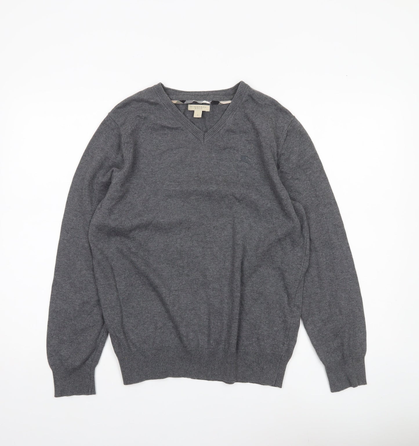 Burberry Brit Men’s Grey Cotton V-Neck Jumper Size S