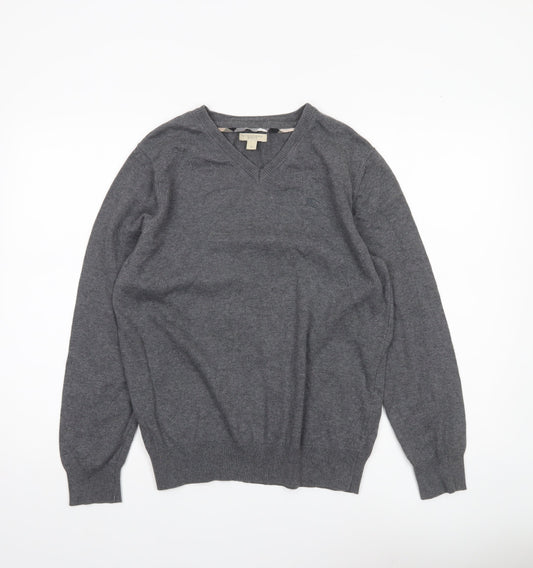 Burberry Brit Men’s Grey Cotton V-Neck Jumper Size S