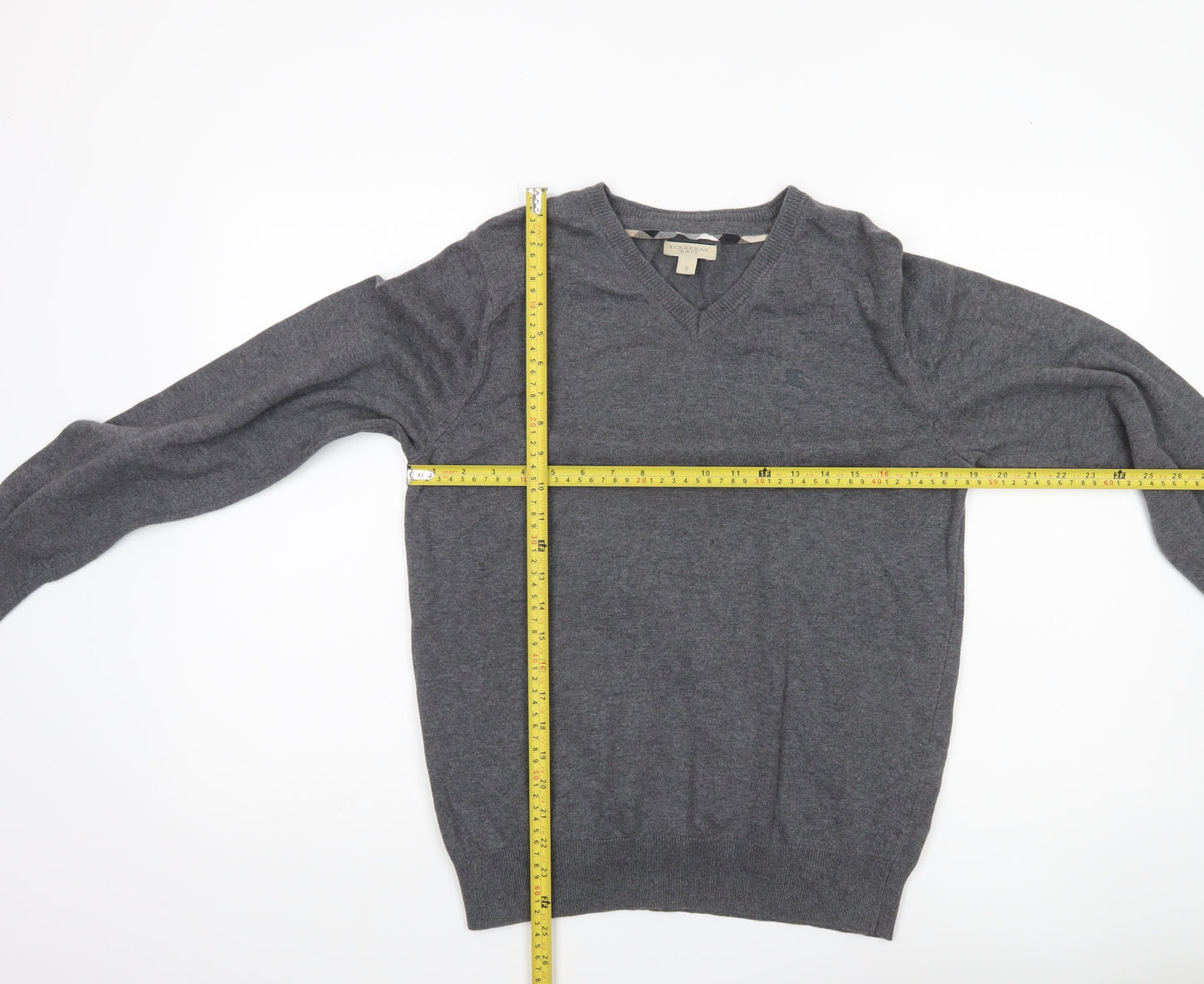 Burberry Brit Men’s Grey Cotton V-Neck Jumper Size S