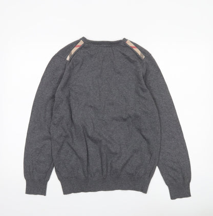 Burberry Brit Men’s Grey Cotton V-Neck Jumper Size S