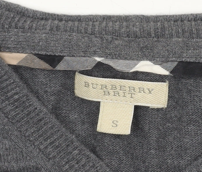 Burberry Brit Men’s Grey Cotton V-Neck Jumper Size S