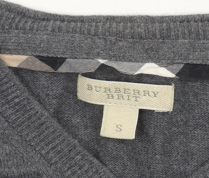 Burberry Brit Men’s Grey Cotton V-Neck Jumper Size S