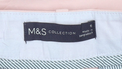 Marks and Spencer Women Pink Chino Trousers Size 6 Slim Fit Workwear