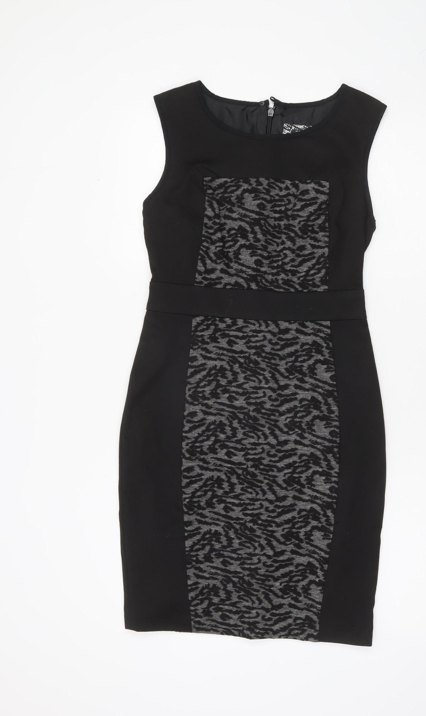 Next Women’s Black Grey Animal Print Sheath Dress Size 8