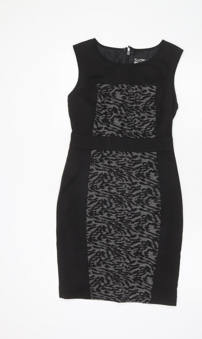 Next Women’s Black Grey Animal Print Sheath Dress Size 8