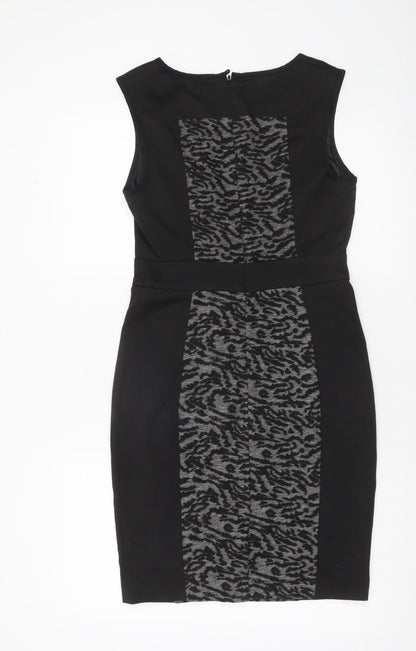Next Women’s Black Grey Animal Print Sheath Dress Size 8