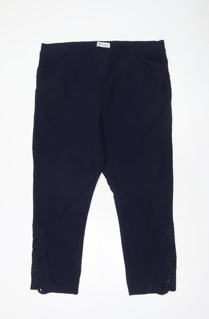 Emelia Classics Women’s Blue XL Slim Fit Leggings with Lace Accents