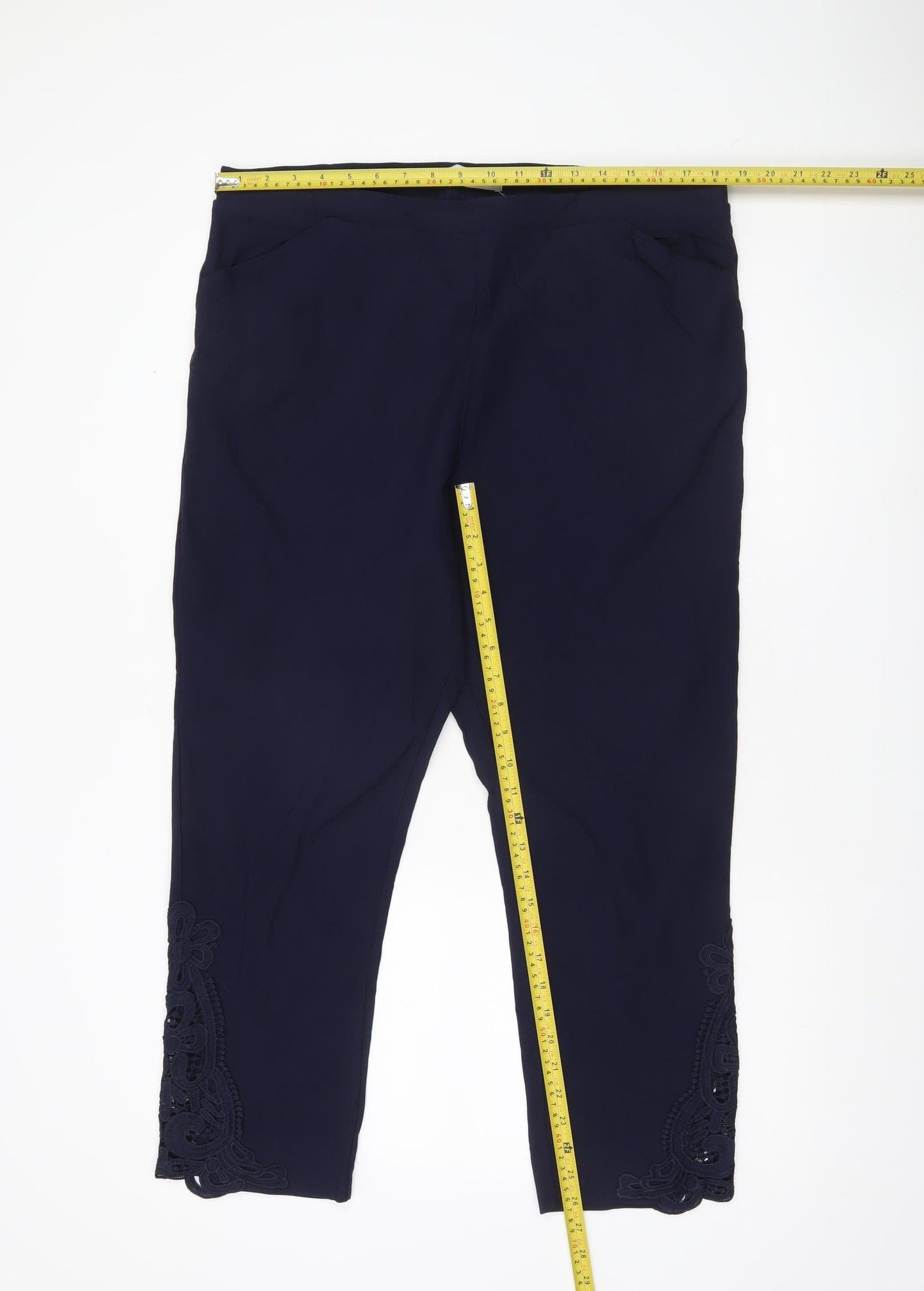Emelia Classics Women’s Blue XL Slim Fit Leggings with Lace Accents