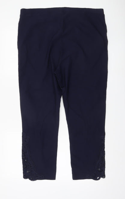 Emelia Classics Women’s Blue XL Slim Fit Leggings with Lace Accents