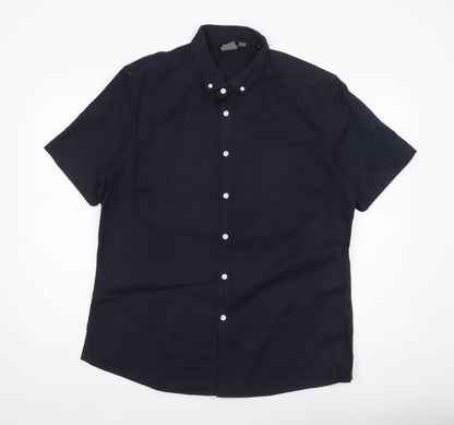 ASOS Men’s Blue XL 42-44" Button-Down Short Sleeve Casual Shirt
