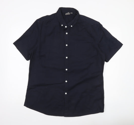 Front view of ASOS Men’s Blue XL 42-44" Button-Down Short Sleeve Casual Shirt
