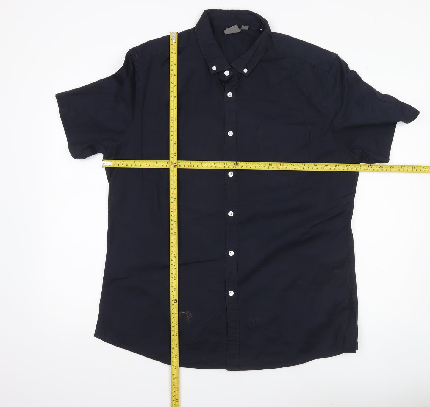 ASOS Men’s Blue XL 42-44" Button-Down Short Sleeve Casual Shirt