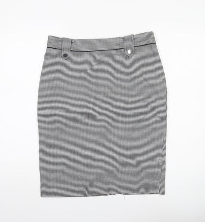 Wallis Womens Black Houndstooth Pencil Skirt UK12 Workwear