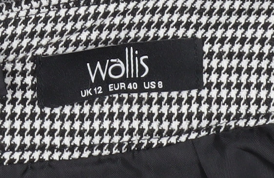 Wallis Womens Black Houndstooth Pencil Skirt UK12 Workwear