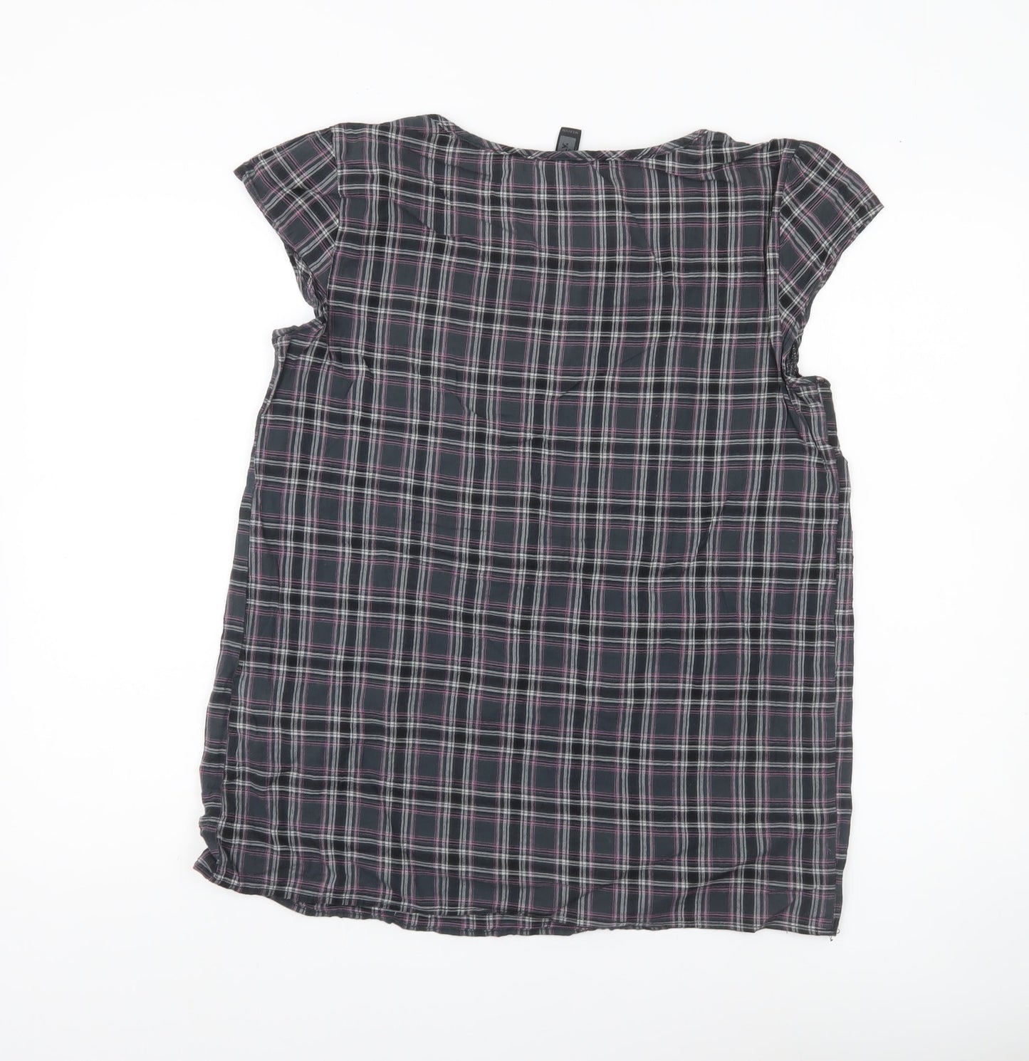 ONLY Womens Multicoloured Plaid Tunic Blouse Size M Short Sleeve Cotton
