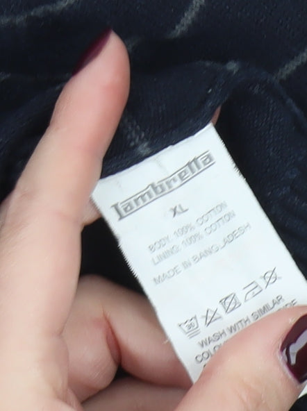 Lambretta Men’s Black Striped Cotton Jumper XL Crew Neck Pullover