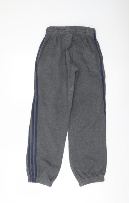 Adidas Boys Grey Sweatpants 11-12Y Elastic Waist Joggers Sports Trousers
