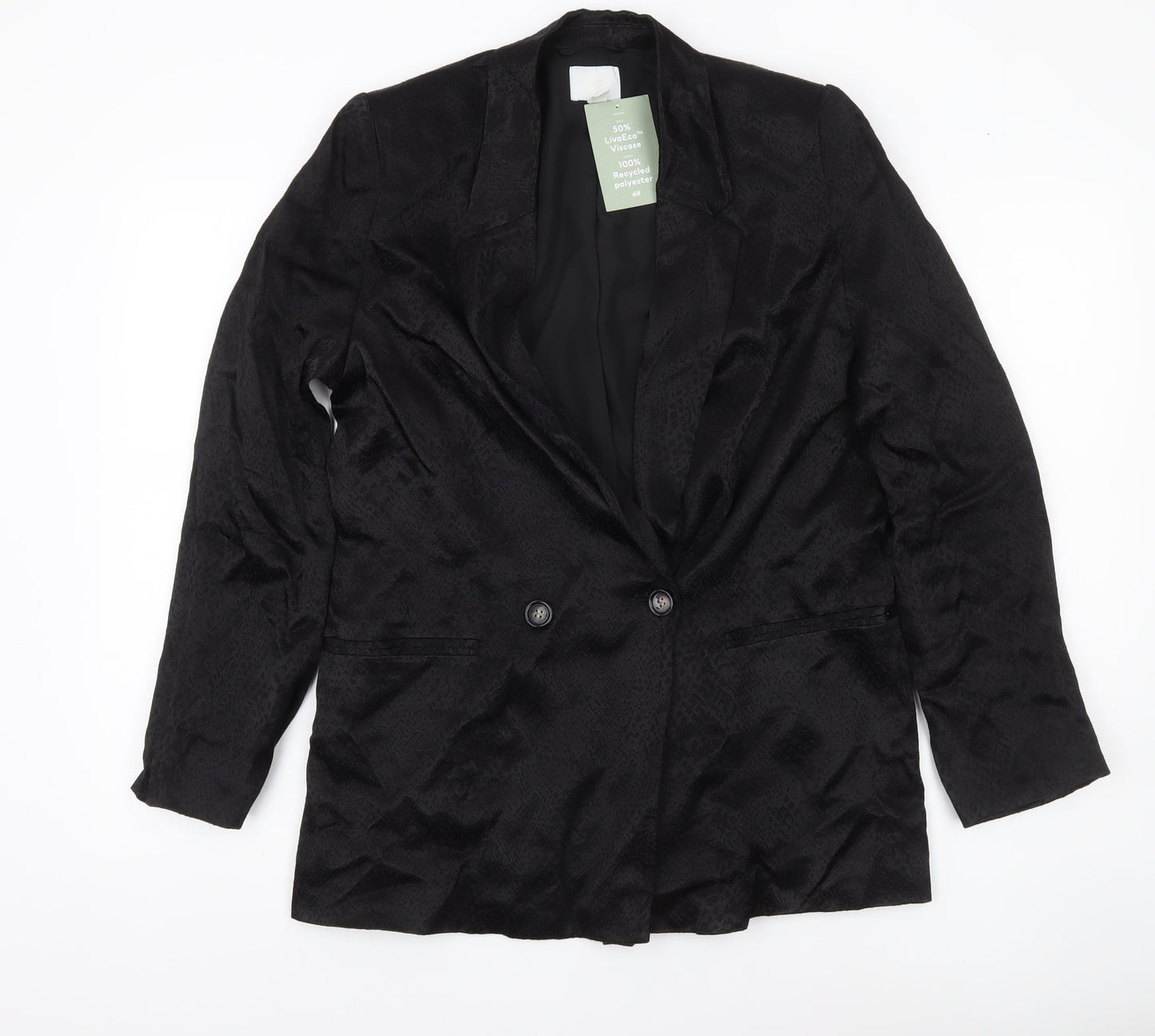 H&M Women’s Black Double-Breasted Blazer Jacket Size 8