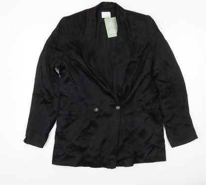 H&M Women’s Black Double-Breasted Blazer Jacket Size 8