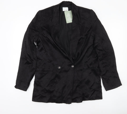 H&M Women’s Black Double-Breasted Blazer Jacket Size 8