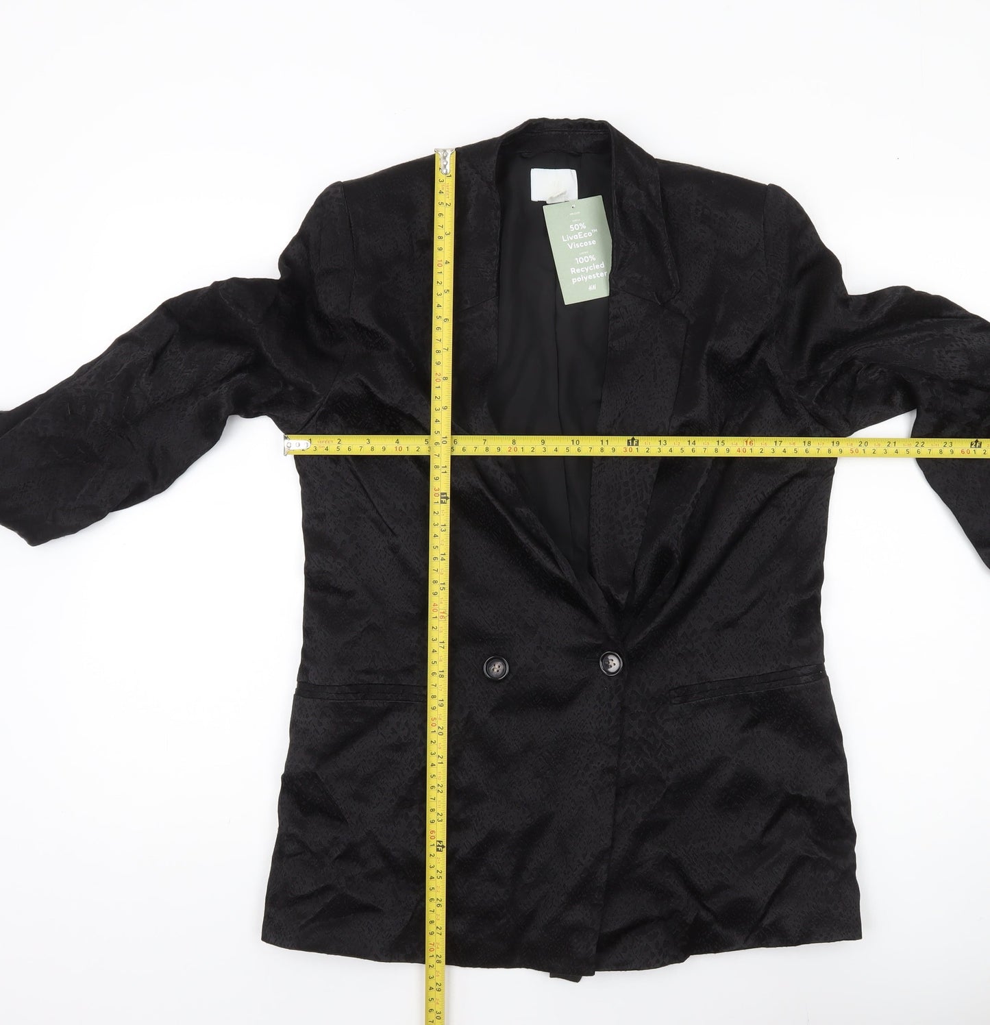H&M Women’s Black Double-Breasted Blazer Jacket Size 8