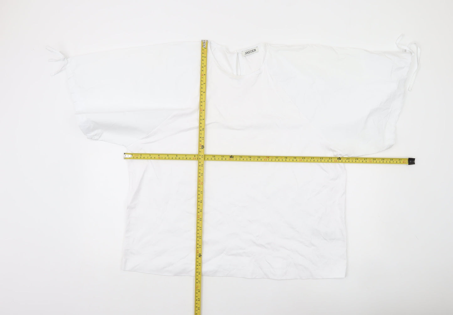 Jaeger Women White Size 18 Cotton Tunic Blouse Kimono Sleeve