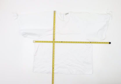 Jaeger Women White Size 18 Cotton Tunic Blouse Kimono Sleeve