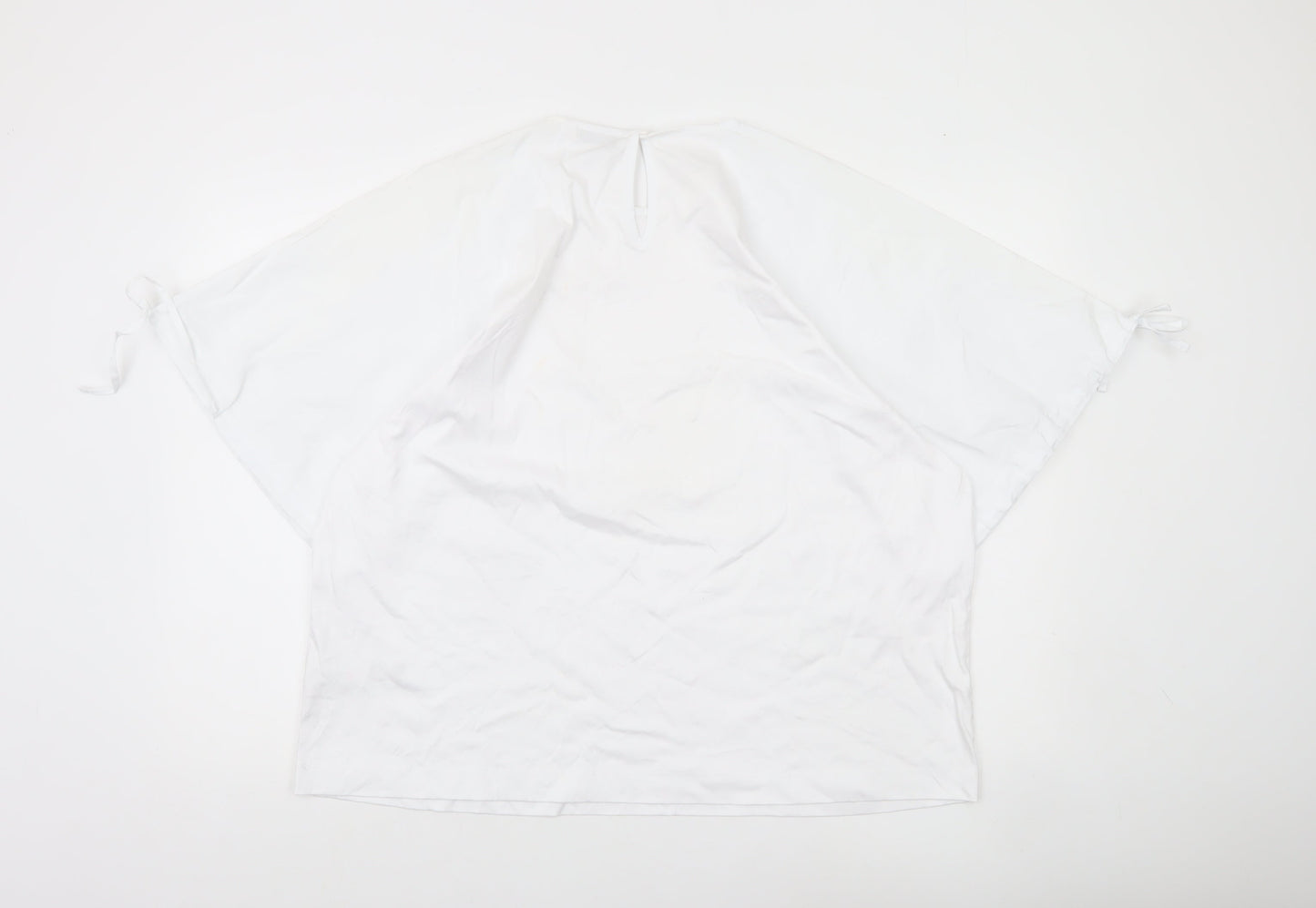 Jaeger Women White Size 18 Cotton Tunic Blouse Kimono Sleeve