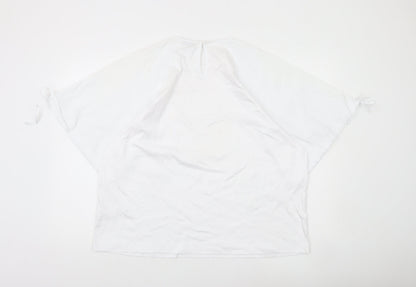 Jaeger Women White Size 18 Cotton Tunic Blouse Kimono Sleeve