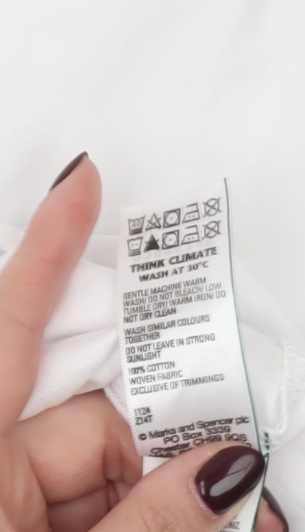 Jaeger Women White Size 18 Cotton Tunic Blouse Kimono Sleeve