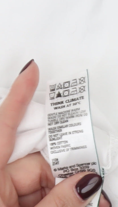 Jaeger Women White Size 18 Cotton Tunic Blouse Kimono Sleeve