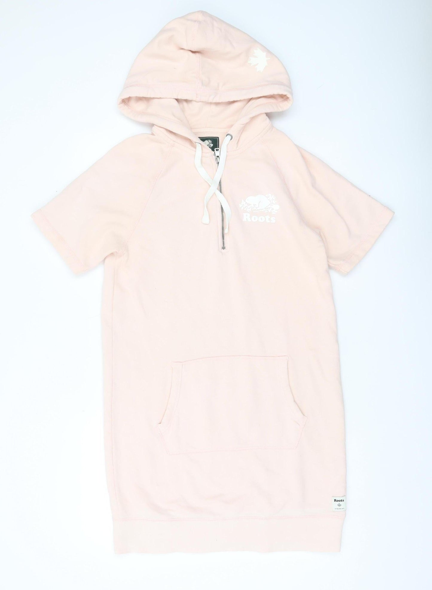 Roots Womens Pink S T-Shirt Hoodie Dress Casual Knee Length