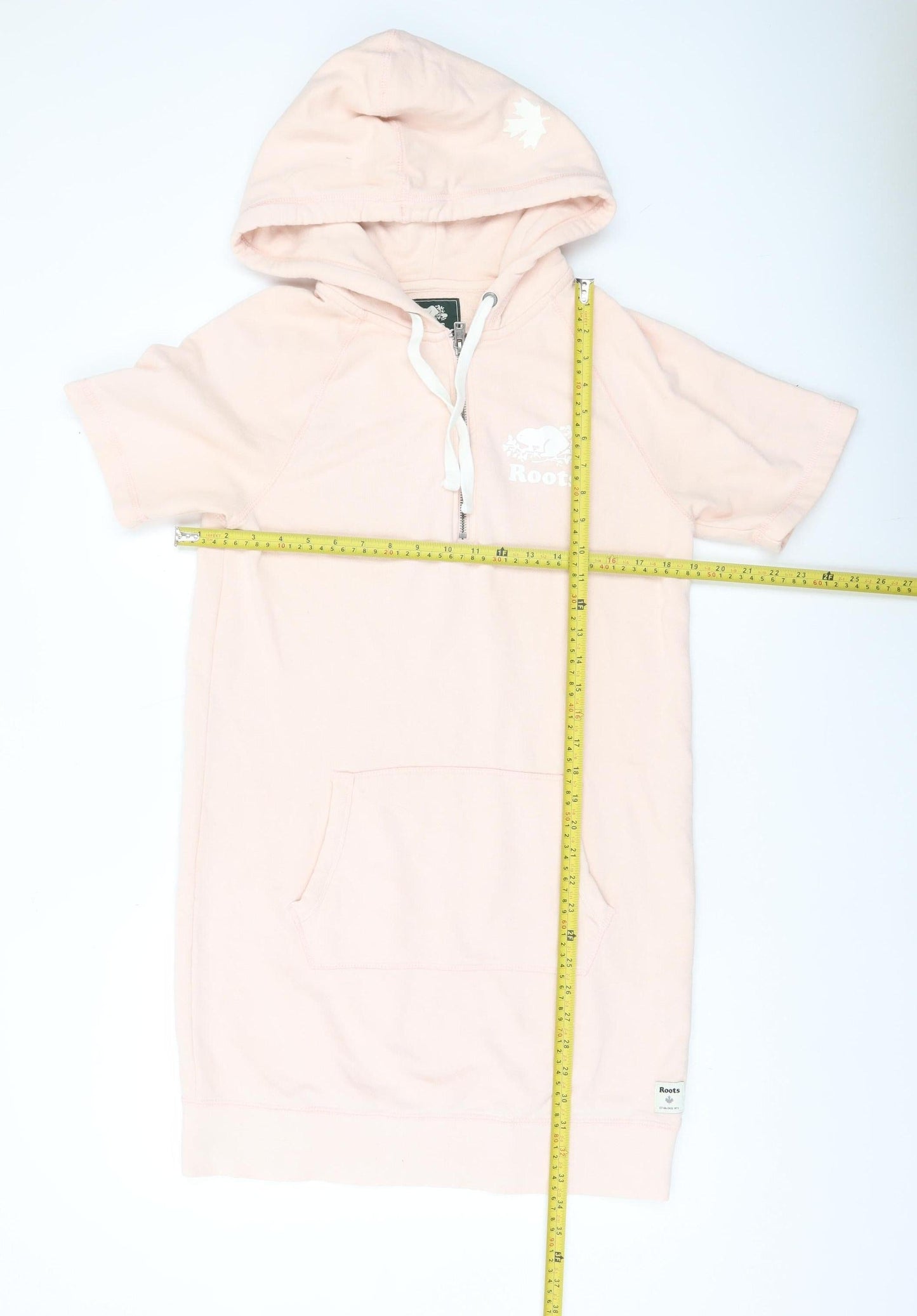 Roots Womens Pink S T-Shirt Hoodie Dress Casual Knee Length