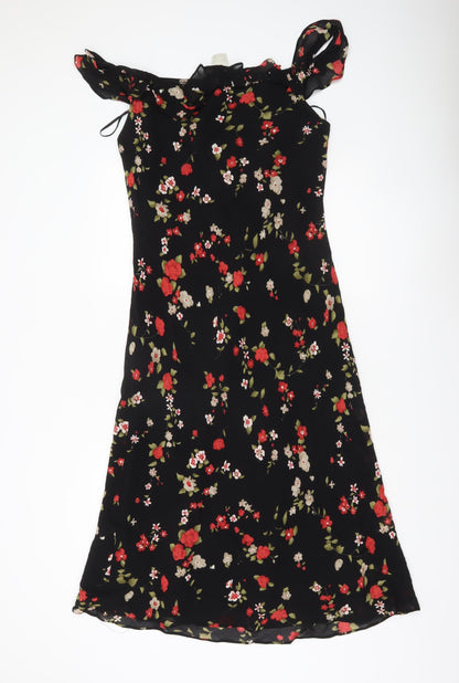 Evan-Picone Women’s Black Floral Off Shoulder Shift Dress Size 10