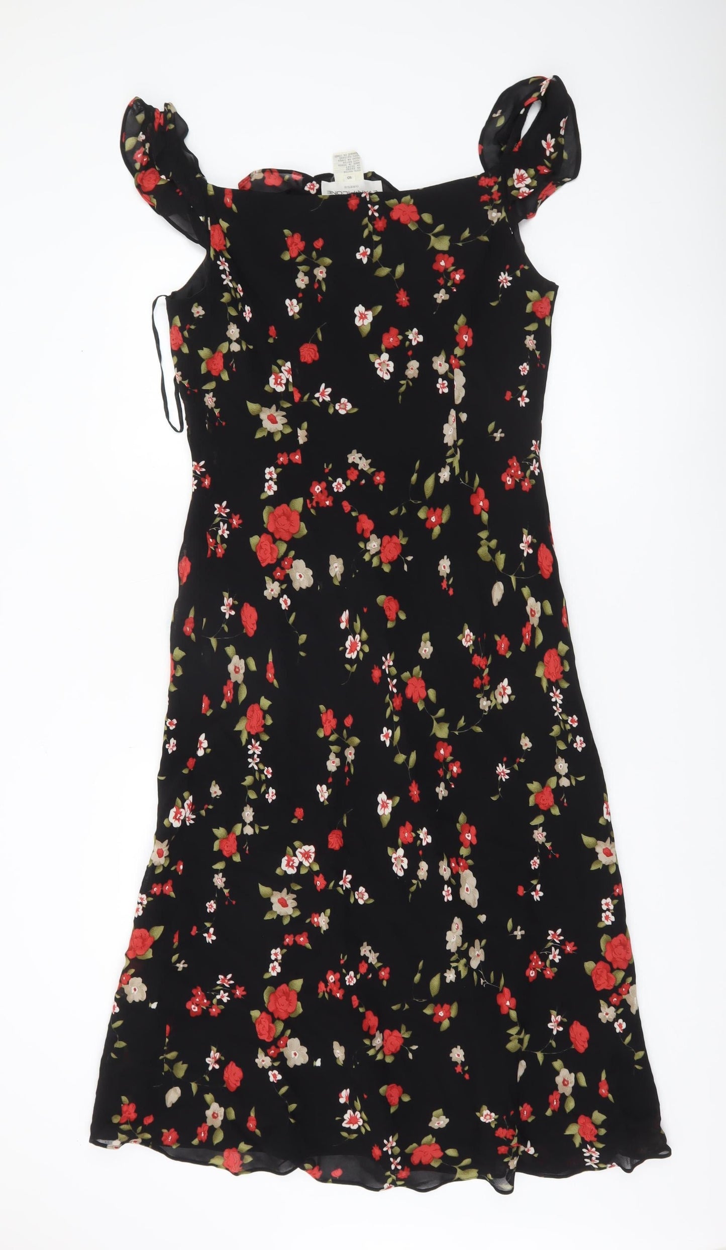 Evan-Picone Women’s Black Floral Off Shoulder Shift Dress Size 10